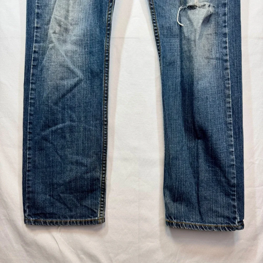 Levi's 505 Regular Fit Jeans Distressed Denim Pants Medium Wash‎ Sz 31x32